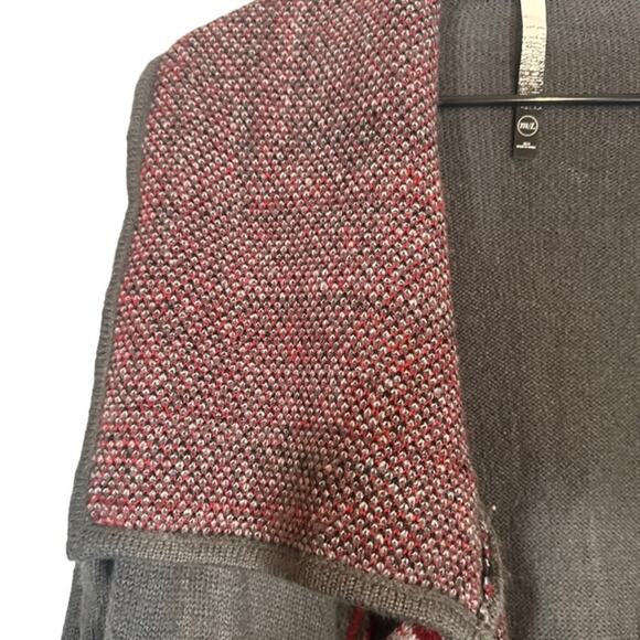 Kensie Brown Multicolor Boho Waterfall Draped Front Knit Cardigan Women Sz M/L - Picture 3 of 10